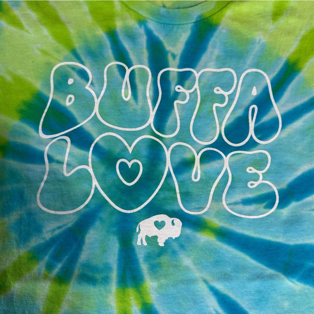 Green and Blue Buffalo Tie-Dye Graphic T-Shirt - Picture 3 of 4